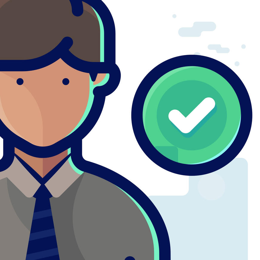 Guy with Tick Illustration of collecting feedback.